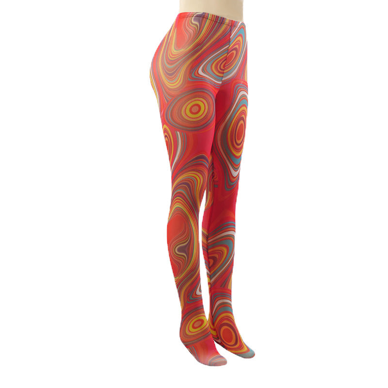 Women's Leggings Colorful Tie Dye Full Length Pants Slim High Waisted Yoga Pants
