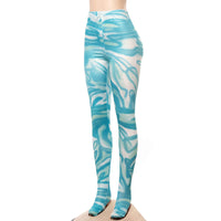 Women' s Yoga Pants Tie-dye Print High-waisted Leggings Full Length Blue Pants