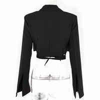 Women's Fashion Commuter Suit Long-sleeved Slim Tied Rope Cropped Top
