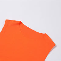 Women's Round Neck Sleeveless Peach Lifting Solid Color Dress