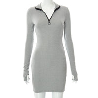 Women's High-neck Long-sleeved Slim Dress