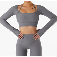 Women's Yoga Padded Quick-drying Square Collar Long-sleeved Tops