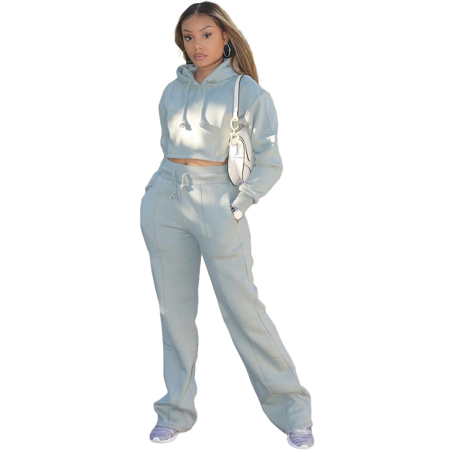 Loose Long-sleeved Hooded Two-piece Women's Tracksuit Autumn and Winter Sports Set