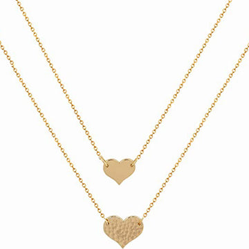Double Heart Shaped Layered Pendant Necklace 18k Gold Plated Collarbone Necklace Women Jewelry