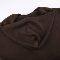 Women's Solid Colour Hooded Zip Short Jumper Cardigan Jacket