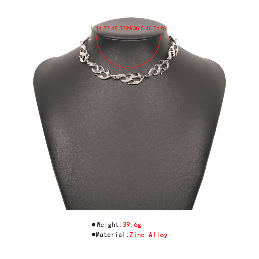 Flame Pattern Necklace Punk Hip-hop Style Cool Women Jewelry