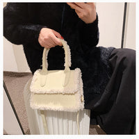 Women's Solid Plush Single Shoulder Diagonal Bag Handbag