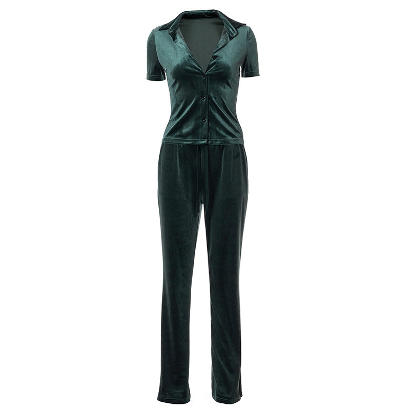 High Waist Sports Suit Short-sleeved Two-piece Women Tracksuit