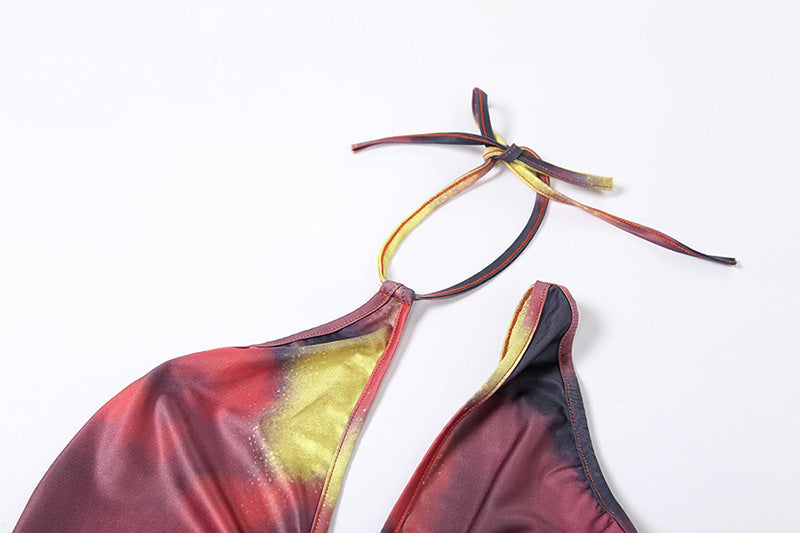 Women's Tied Rope Backless Tie Dye Tight Sleeveless Dress
