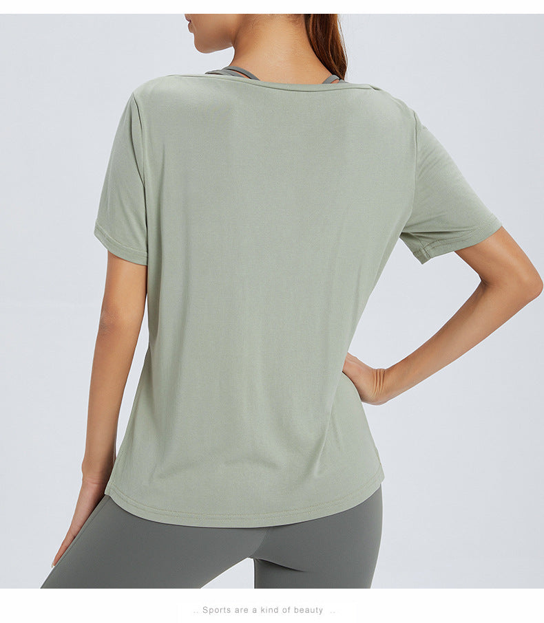Side Split Loose Breathable Sports T-shirt Women's Tops