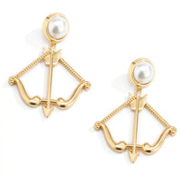 Personalized Creative Jewelry Bow and Arrow Earrings Alloy Faux Pearl Earrings