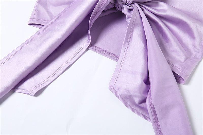 Women's Satin Dress Strapless High Waisted Mini Skirt Sleeveless Sets