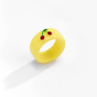 Jewelry Simple and Cute Small Frog Resin Finger Ring Flower Pattern Women Ring