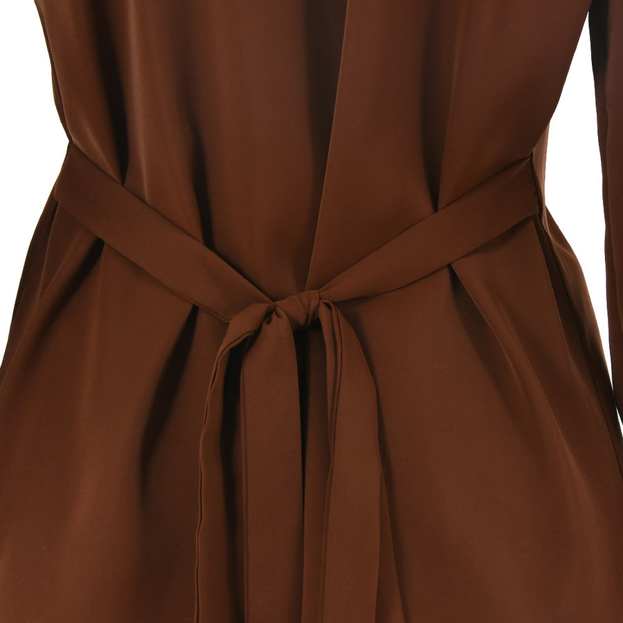 Solid Color Suit Turndown Collar Deep V Top High Waist Short Skirt Dress Outfit