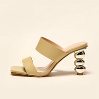 Ladies Shoes Summer Solid Color Plating with Sandals Heeled Alien Gourd Heeled Sandals High Heels