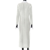 Women's Pressed Pleated Polo Collar Single-breasted Long-sleeved Dress