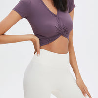 Soft V-neck Yoga T-shirts Short-sleeved Women Tops