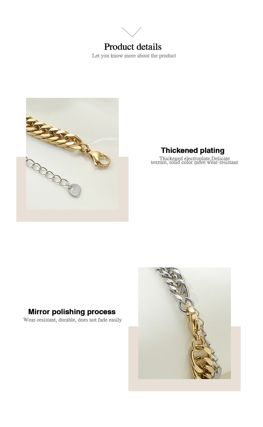 Titanium Steel Cuba Splicing Bracelet Retro Hip-hop Street Thick Chain Stainless Steel Hand Jewelry