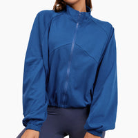 High-collar Fitness Sports Sweatshirt Women Drawstring Zipper Long-sleeved Coat