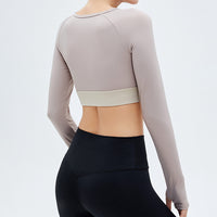 Women Long-sleeved Hollow Out Yoga Seductive Padded Tops