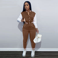 Long-sleeved High Waisted Tracksuit Two-piece Women's Jacket Sets