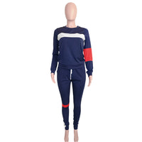 Women's Solid Color Stripe Stitched Long Sleeve Sweater Sportswear