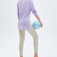 Sports Women Loose Fitness Tops Quick-drying Double Side Split Long Sleeve Yoga Wear
