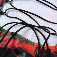 Women's Fashion Wrap Backless Strappy Print Sleeveless Dress