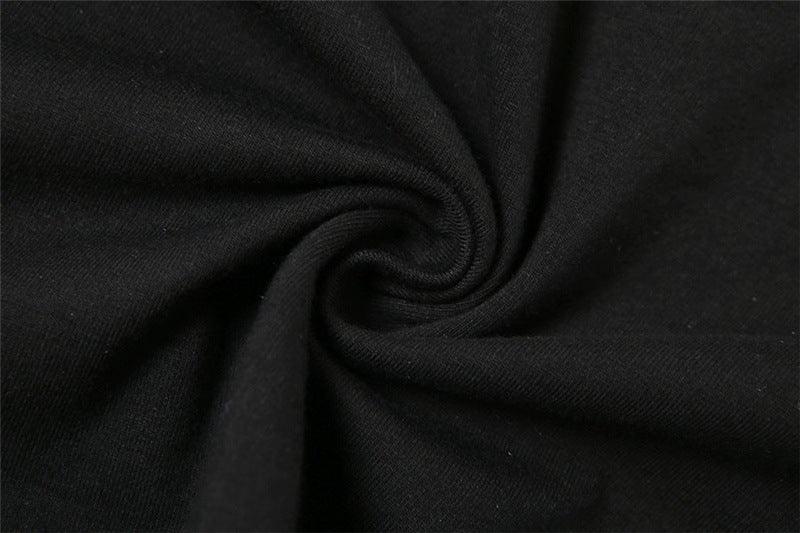Women's Top Short-sleeved Round Neck Black T-shirt