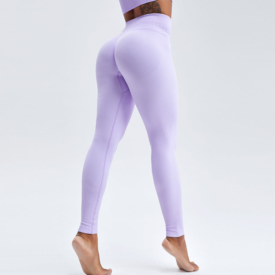 Threaded High-waisted Yoga Pants Scrunch Butt Fitness Women Leggings
