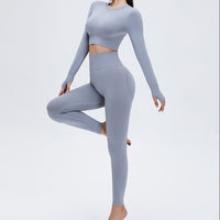 Seamless Long-sleeved Crop Yoga Wear Women Sports Tops