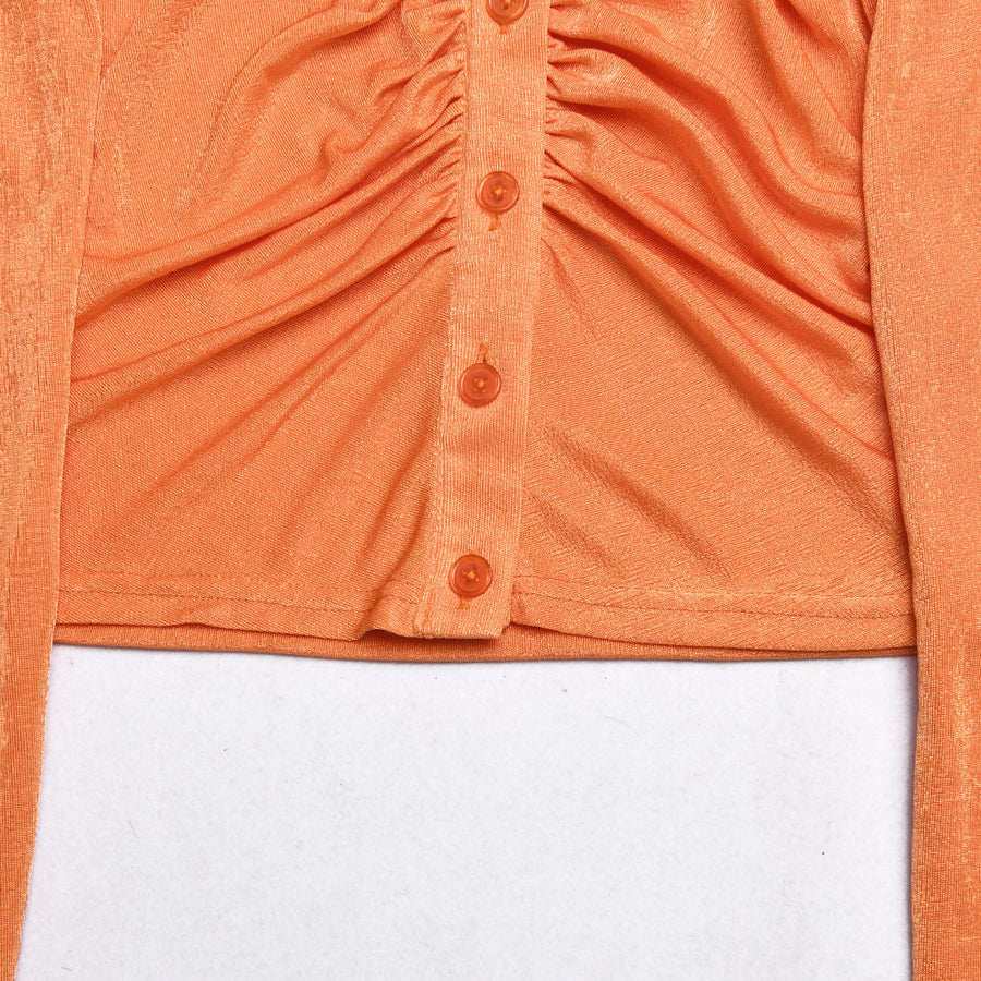 Retro Shirt Ruffled Single-breasted Lapel Blouses Tops for Women