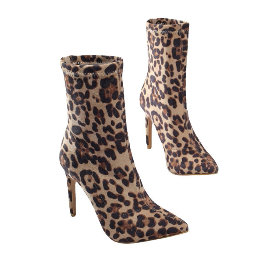 Women's Autumn and Winter Pointed Suede Leopard High Heels