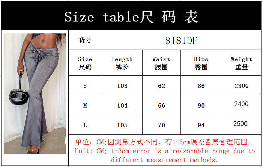 Women's Solid Color Sexy Slim Fit Pleated Bottomed Flare Pants