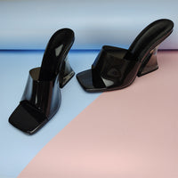 Ladies Shoes Color Transparent Crystal PVC High-heeled Sandals