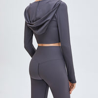 Women's Tight Yoga Hooded Tops High-waisted Sports Leggings Two-piece Set