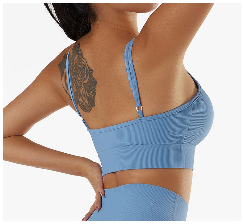 Striped Yoga Bra Athletic Halter Top for Women