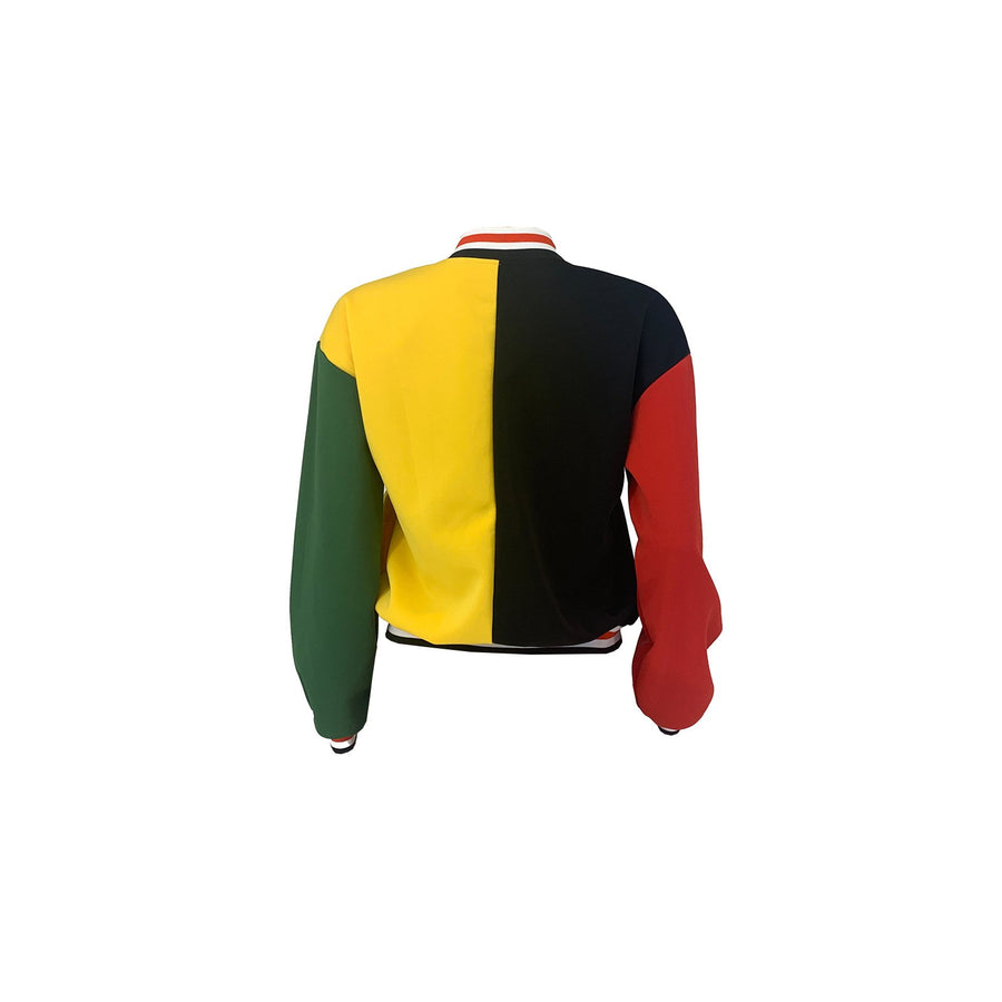 Women's Autumn and Winter Multicolor Stitched Thickened Baseball Jacket