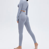 Women's Long-sleeved Quick-drying Yoga Top Seamless Scrunch Butt Long Leggings Set
