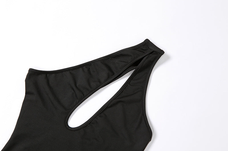 Women's Summer Seductive Slant-shoulder Solid Color Jumpsuit