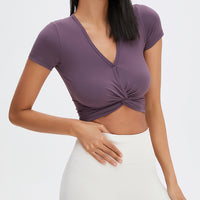 Soft V-neck Yoga T-shirts Short-sleeved Women Tops
