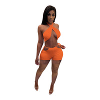 Women's Fashion Camisole Sexy Solid Color Two-piece Shorts Set