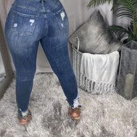 Latest Style Pencil Jeans High Waisted Scrunch Butt Hollow Out Pants Women