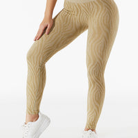 Zebra Print Yoga Leggings High Waisted Peach Lifting Women's Sports Pants