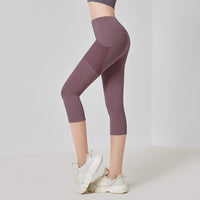 Mesh Pocket Yoga Pants Women High-waisted Scrunch Butt Cropped Pants Fitness Leggings