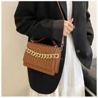 Women's Solid Color Embossed Rhombic Small Square Bag Single Shoulder Messenger Chain Handbag