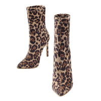 Women's Autumn and Winter Pointed Suede Leopard High Heels