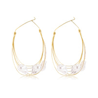 Baroque Style Jewelry Handmade Geometric Multi-layer Tassel Faux-pearl Earrings Women