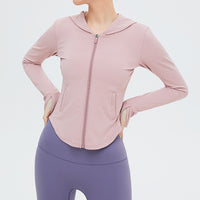 Yoga Sport Tops Hooded Zipper Pocketed Coat  for Women