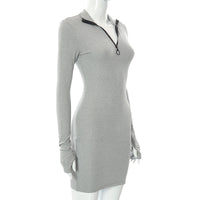Women's High-neck Long-sleeved Slim Dress